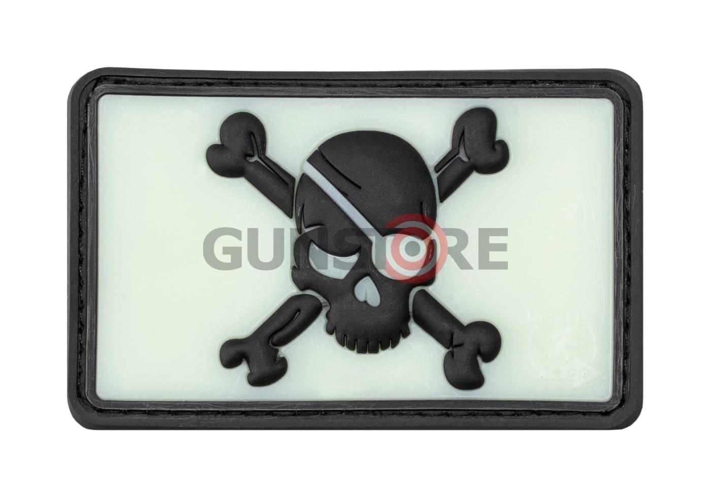 Pirate Skull Rubber Patch Glow Back