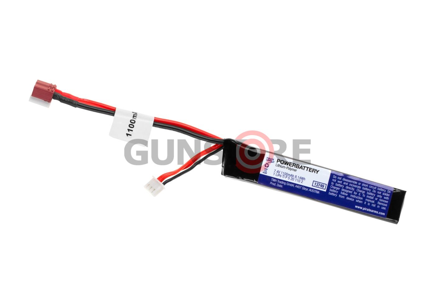 LiPo 7.4V 1100mAh 20C Stock Tube Type T-Plug