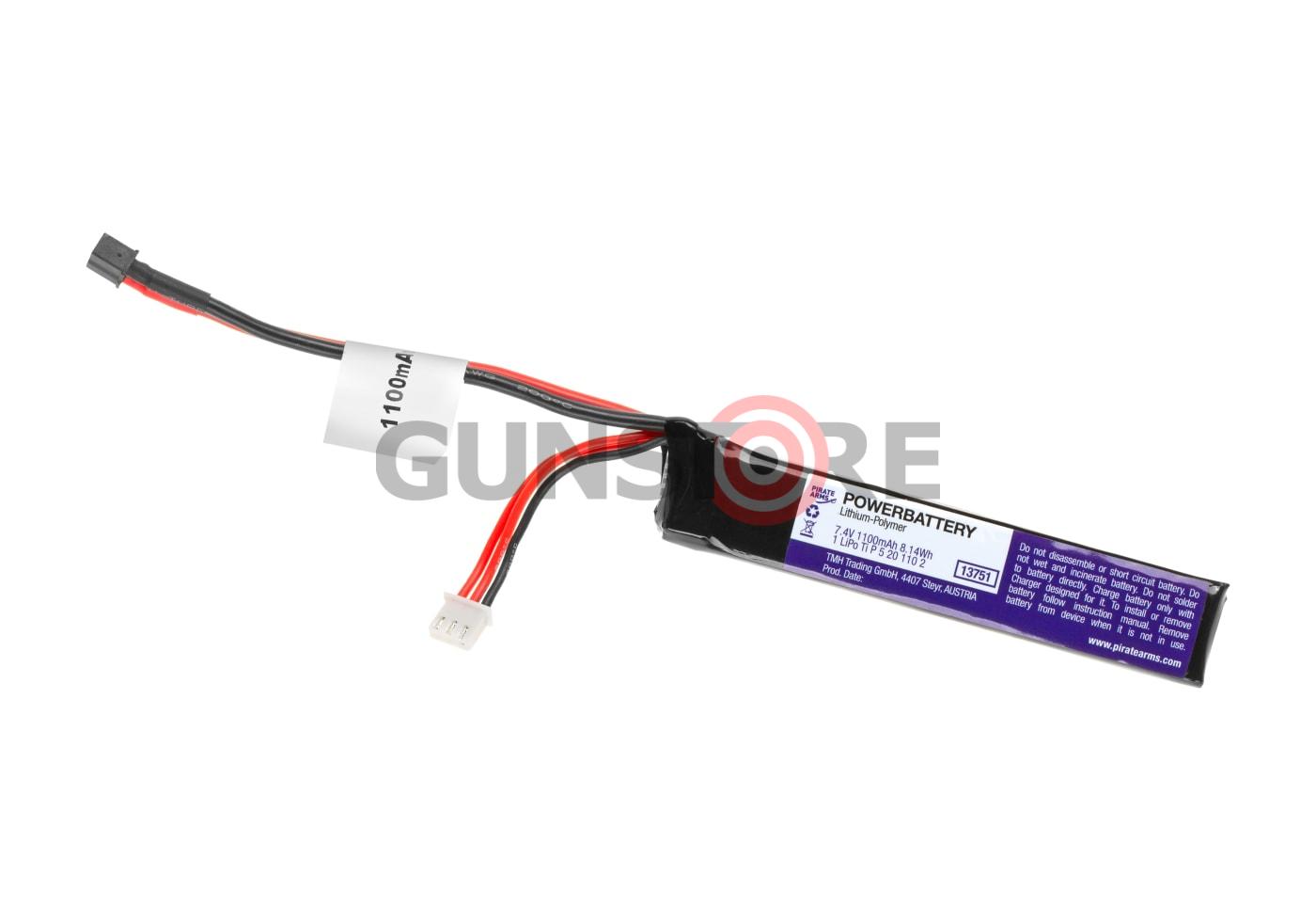 LiPo 7.4V 1100mAh 20C Stock Tube Type Mini T-Plug