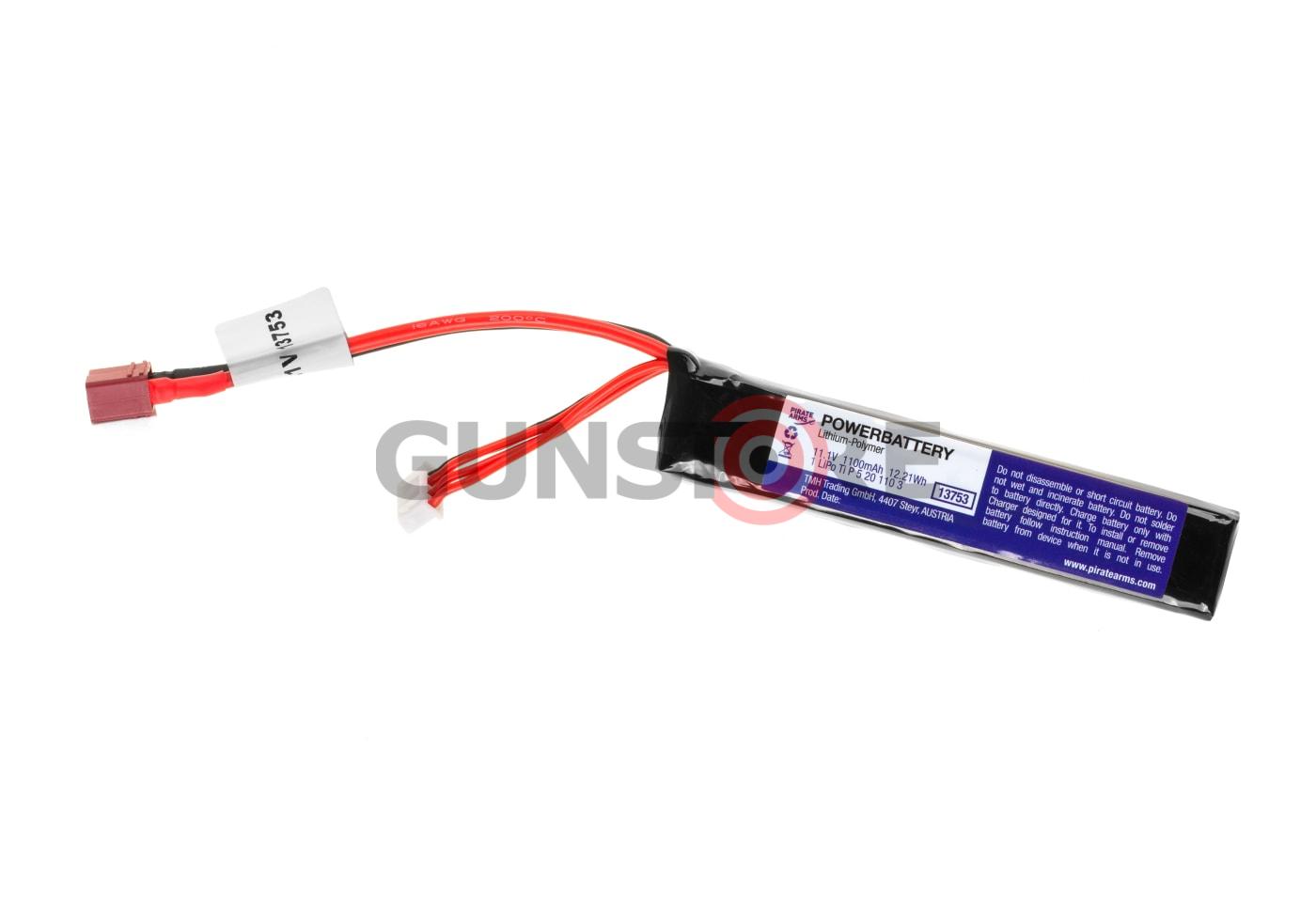 Lipo 11.1V 1100mAh 20C Stock Tube Type T-Plug 