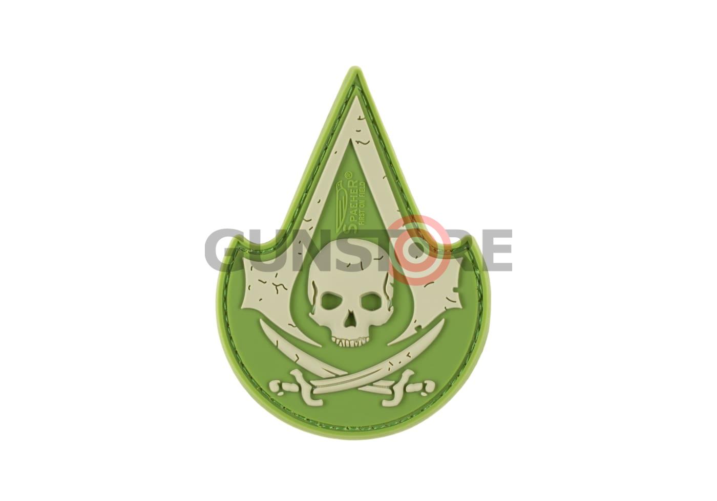 Assassin Skull Rubber Patch Green