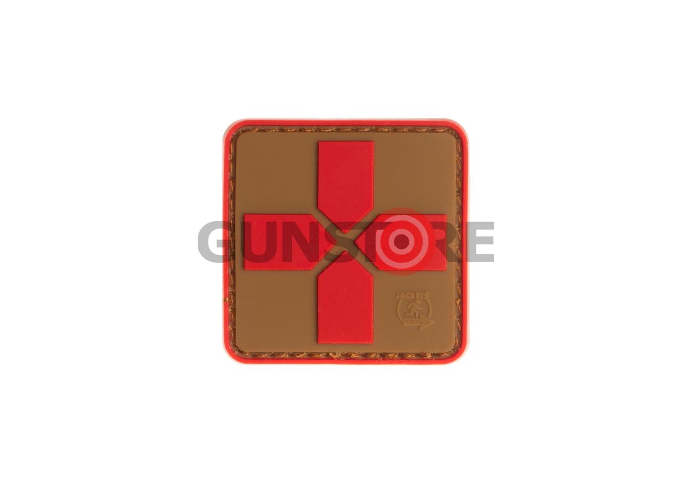 Red Cross Rubber Patch 40mm Coyote Red