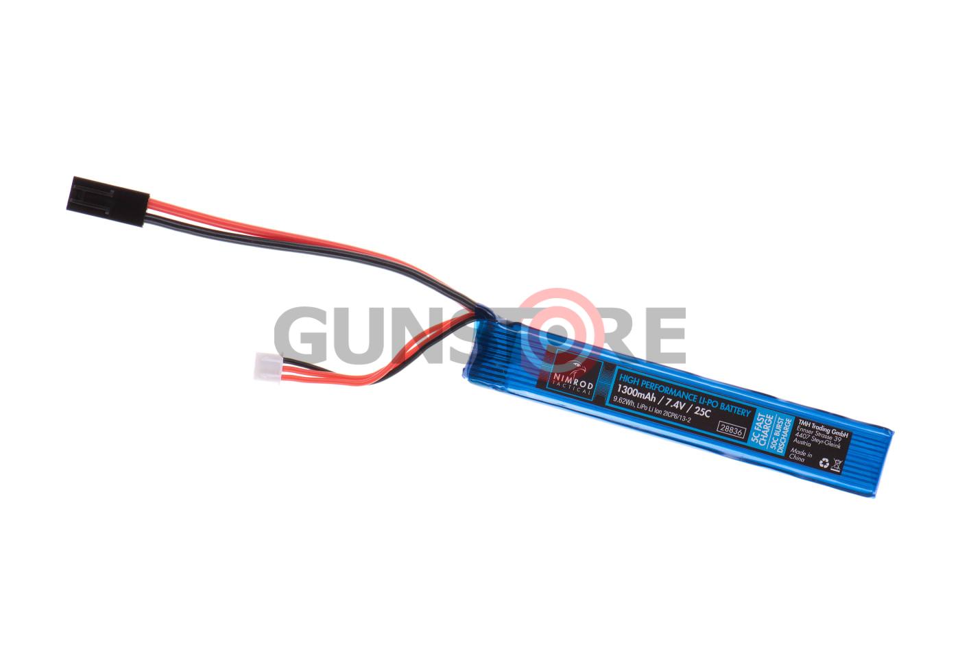 Lipo 7.4V 1300mAh 25C Stock Tube Type
