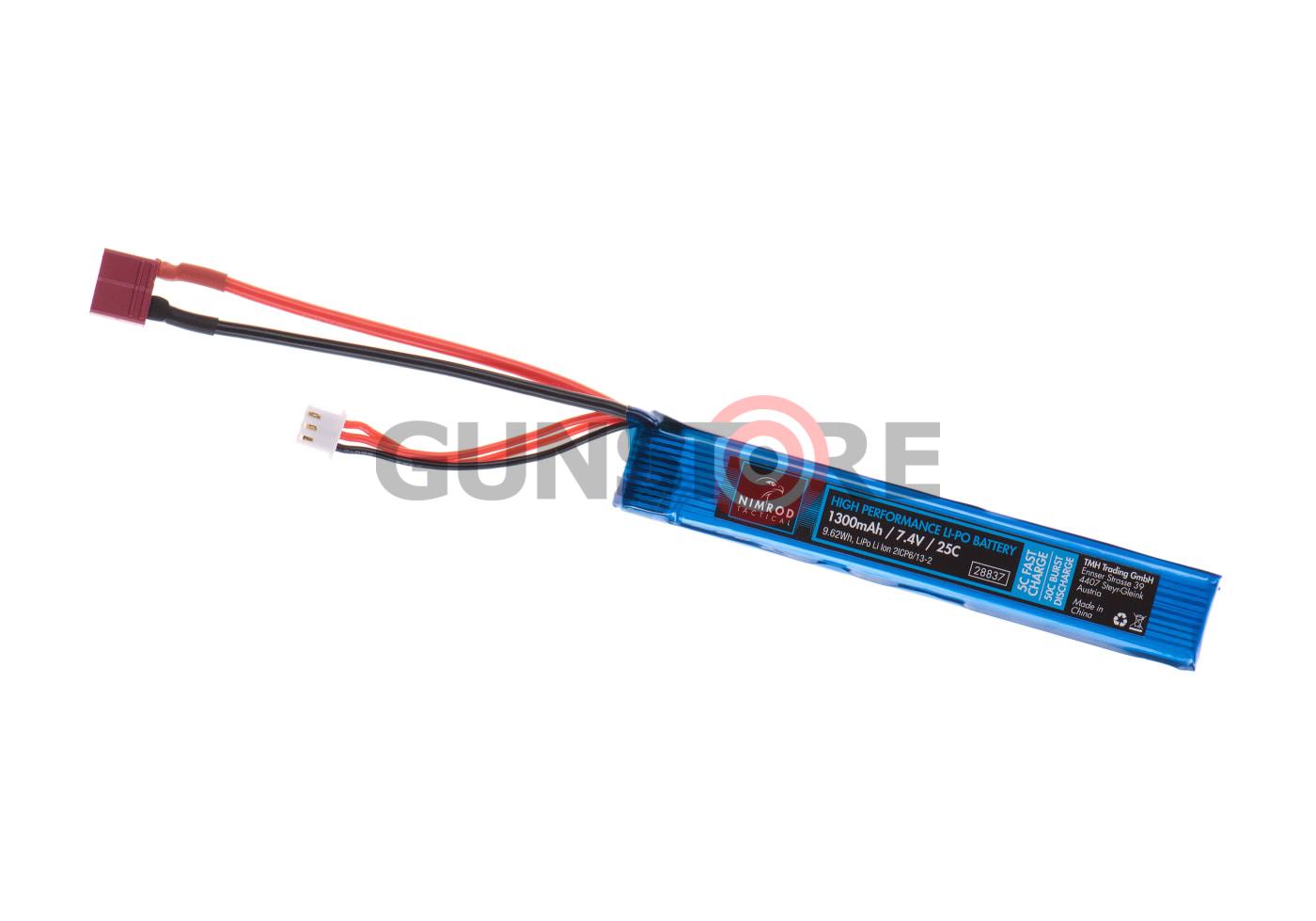 Lipo 7.4V 1300mAh 25C Stock Tube Type T-Plug