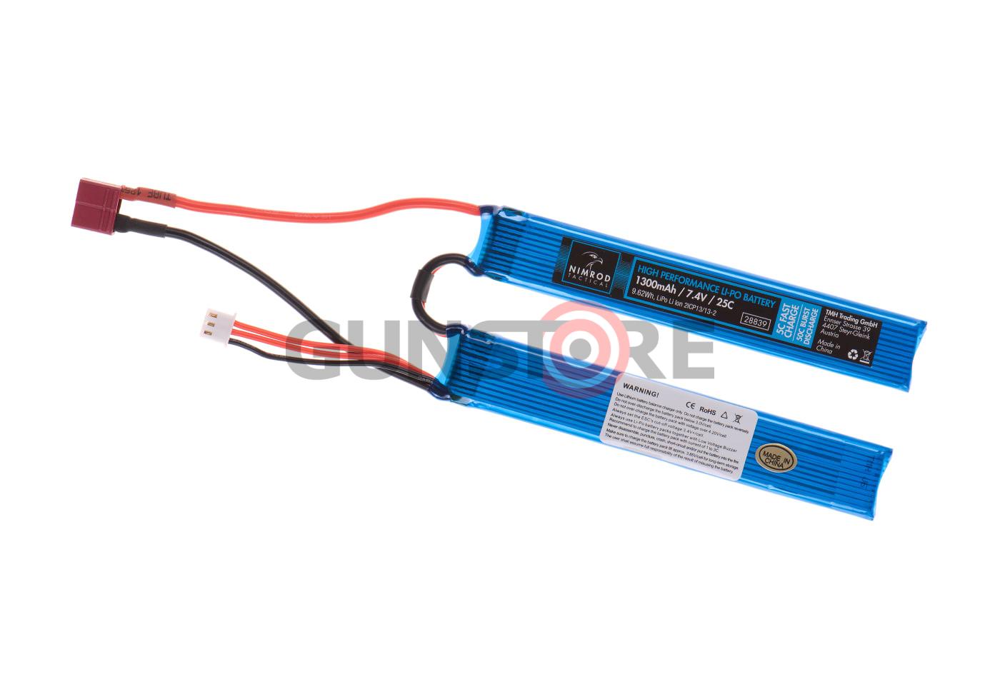 Lipo 7.4V 1300mAh 25C Twin Type T-Plug