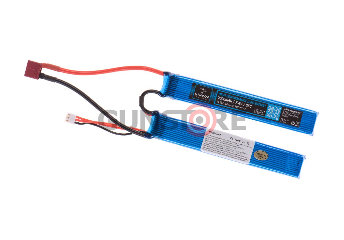 Lipo 7.4V 2000mAh 25C Twin Type T-Plug