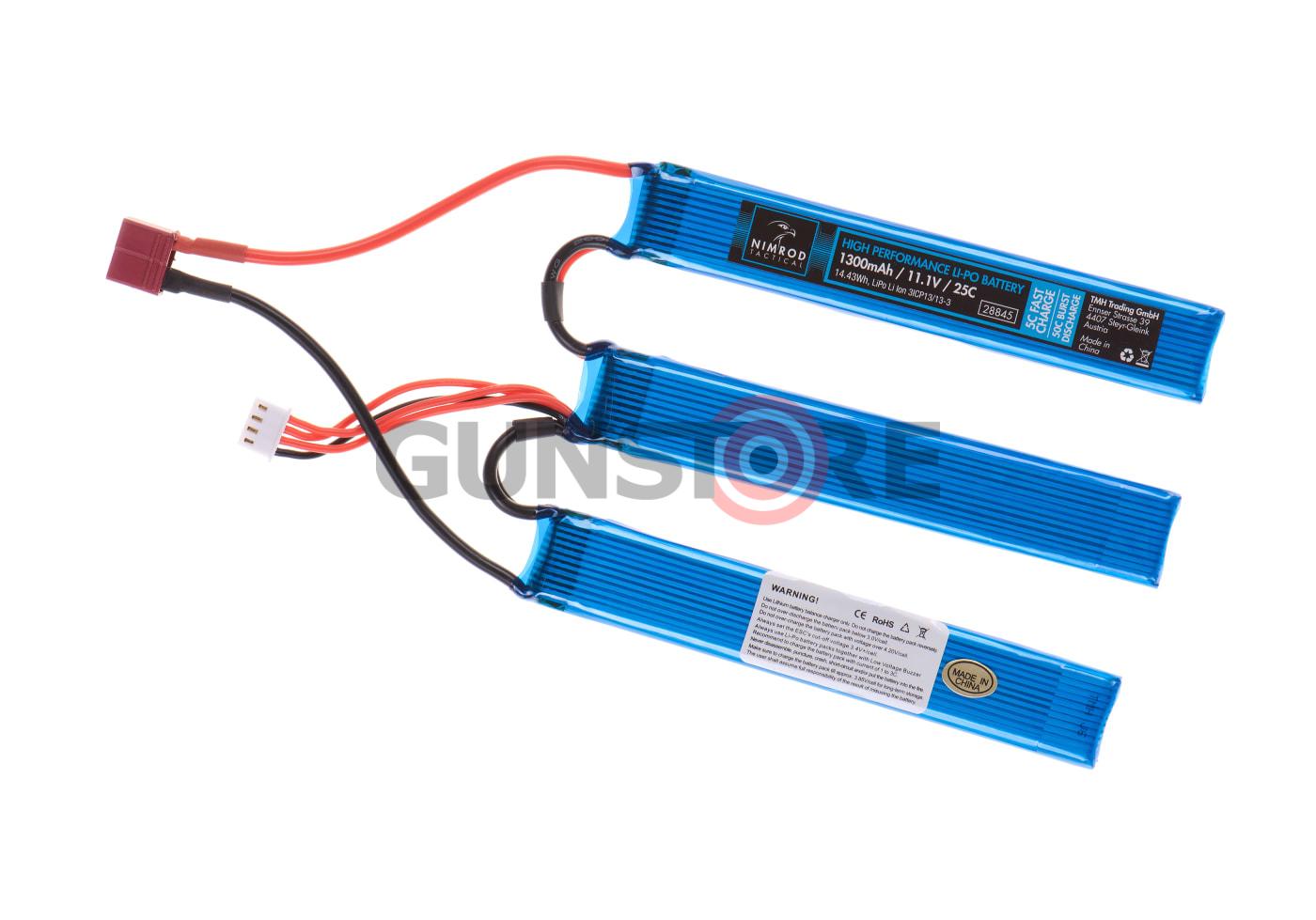 Lipo 11.1V 1300mAh 25C Split Type T-Plug