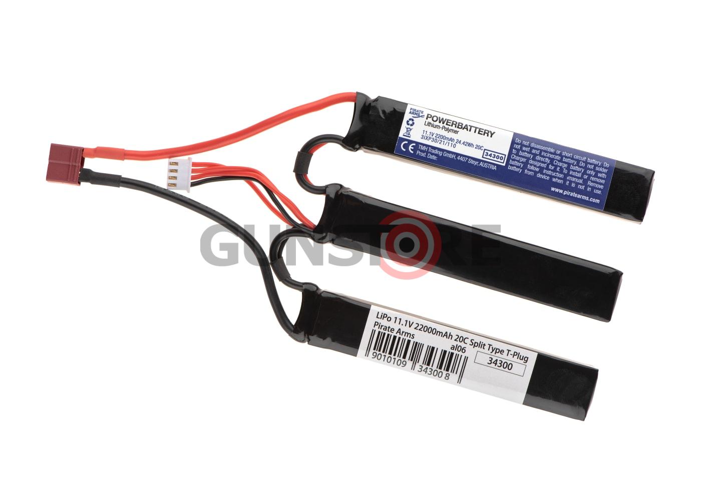 LiPo 11.1V 2200mAh 20C Split Type T-Plug