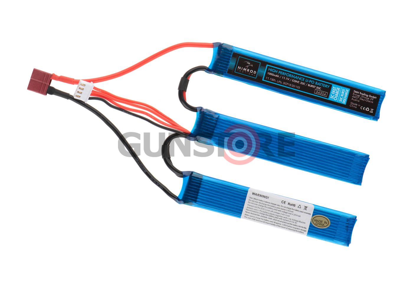 Lipo 11.1V 1000mAh 25C Split Type T-Plug