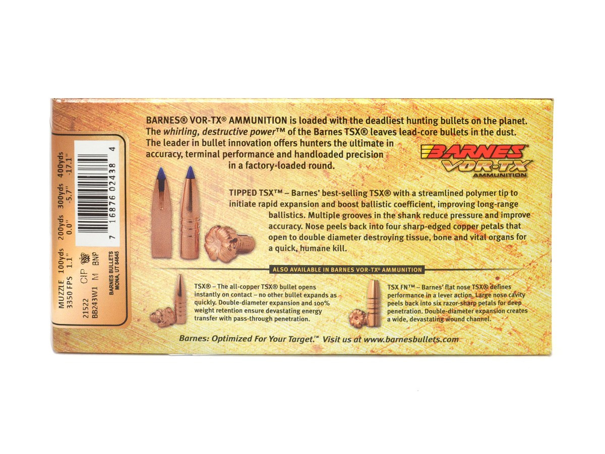 Fotografia: Barnes .243Win. VOR-TX 80gr/5,18g TTSX BT (21522)