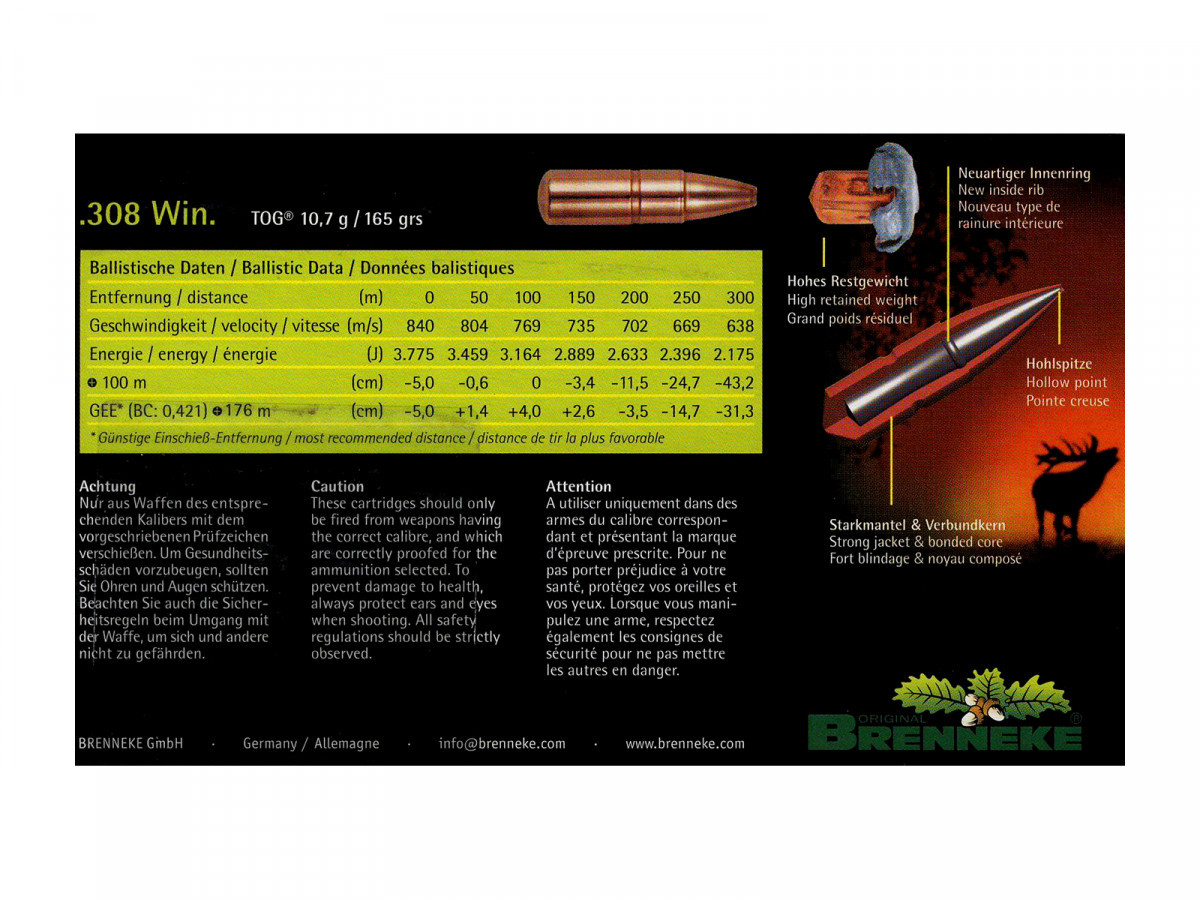 Fotografia: Brenneke .308Win. TOG 10,7g