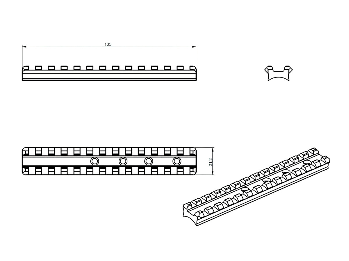 Fotografia: Picatinny lišta JKN Bergara B-13, dĺžka 135mm, odľahčená