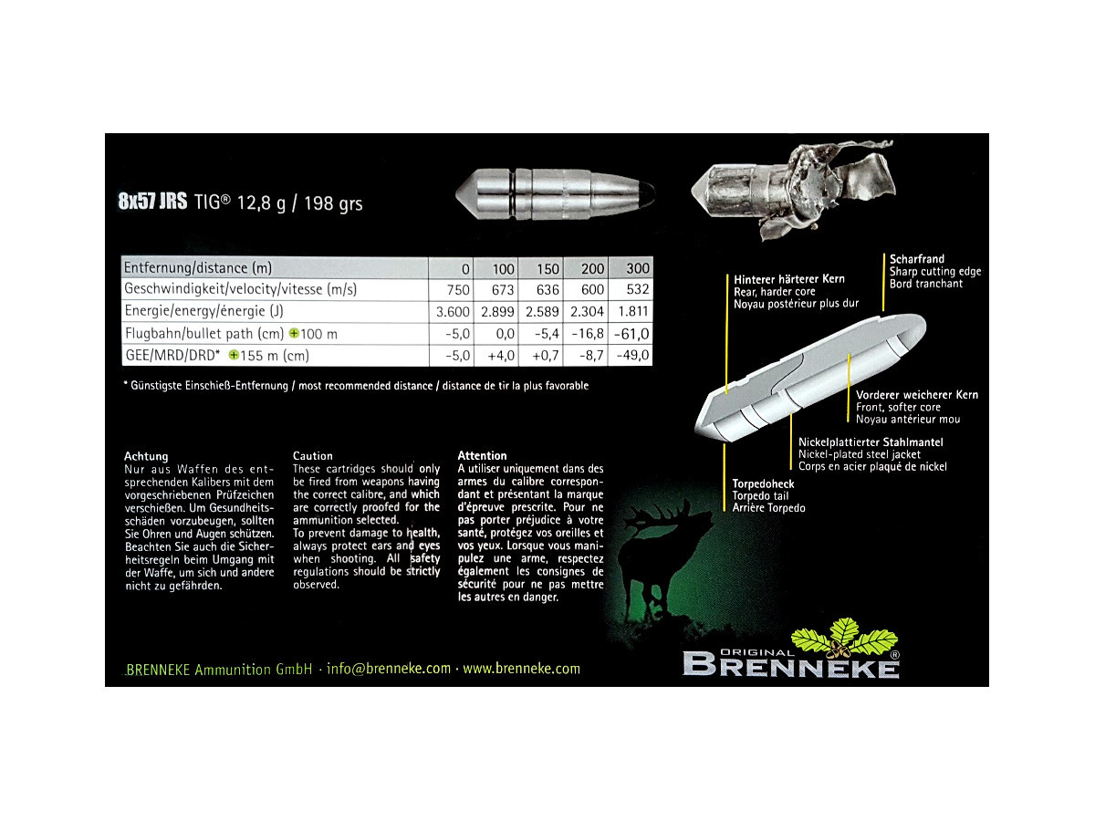 Fotografia: Brenneke 8x57JRS TIG 12,8g