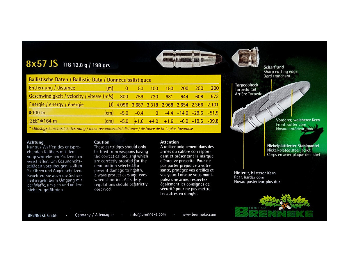 Fotografia: Brenneke 8x57JS TIG 12,8g