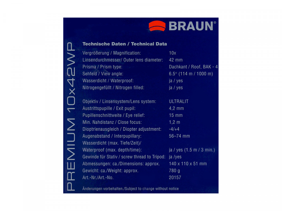 Fotografia: Ďalekohľad BRAUN Premium 10x42 WP