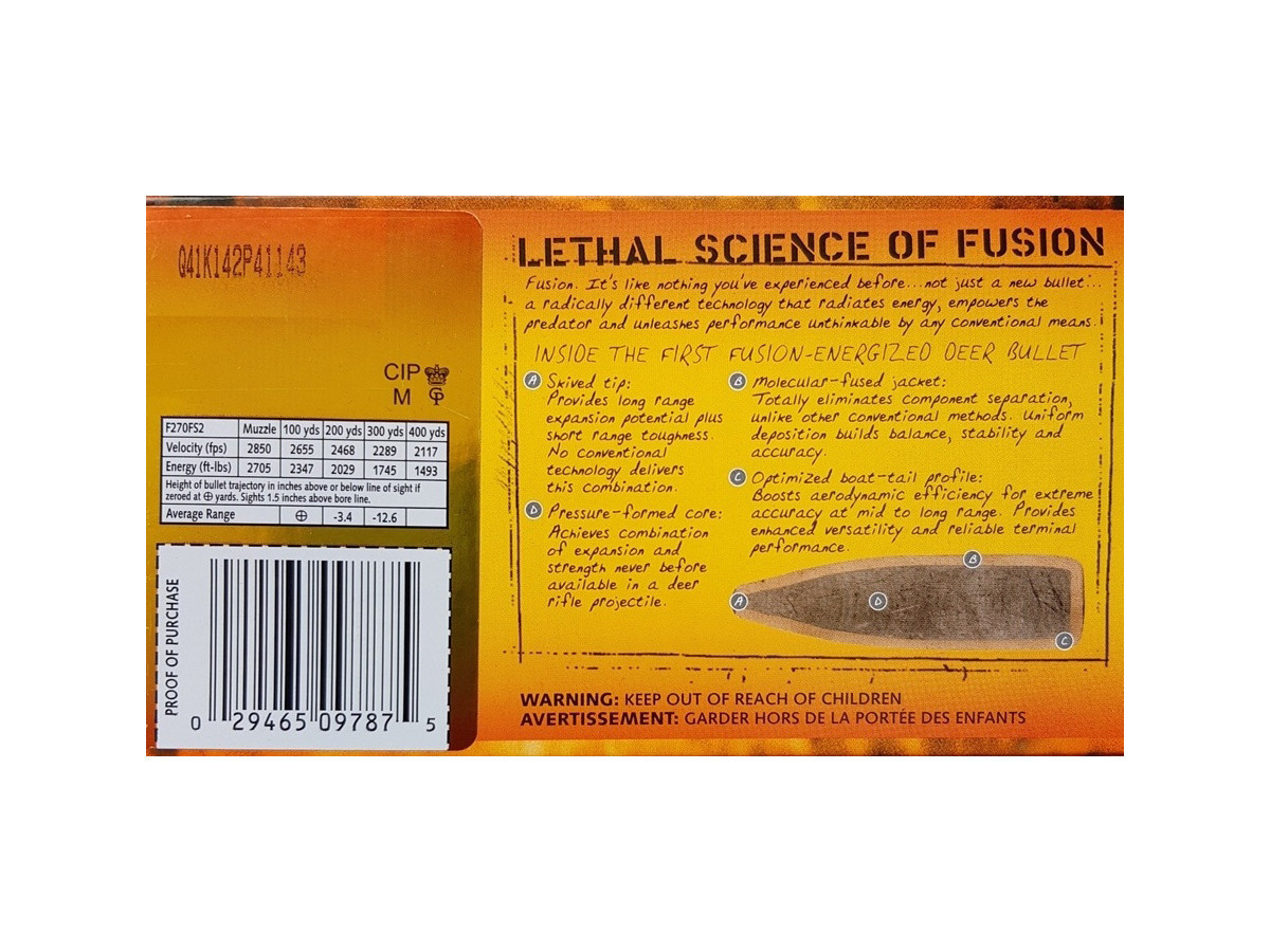 Fotografia: .270Win. Federal Fusion 150gr/9,72g SP (F270FS2)