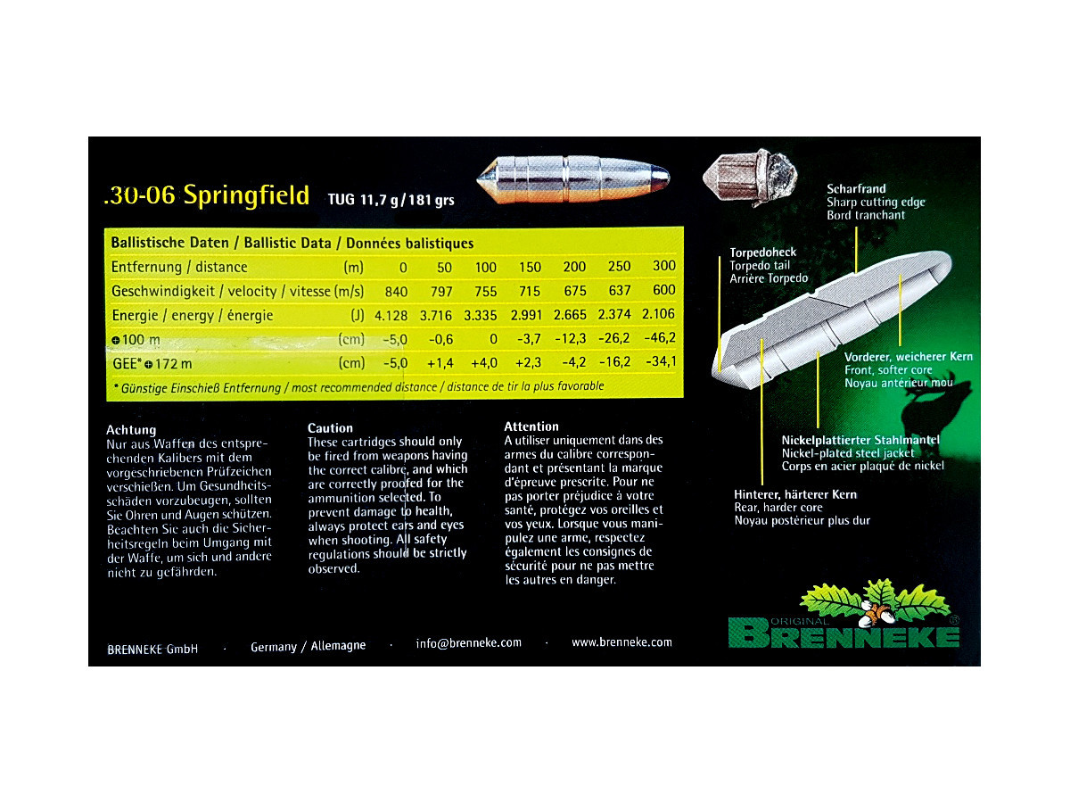 Fotografia: Brenneke .30-06Spr. TUG 11,7g