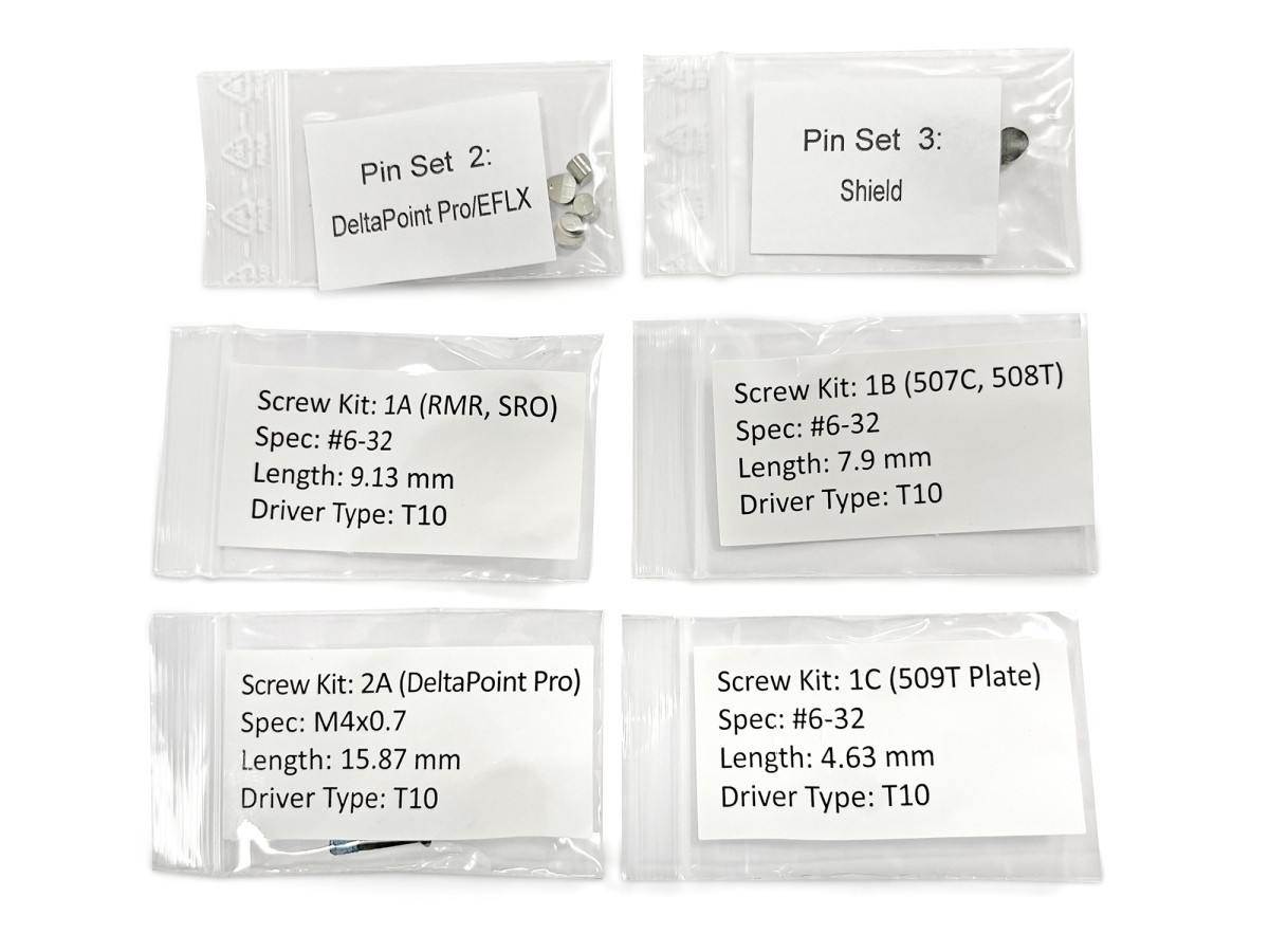 Fotografia: VIS sada kolíkov a skrutiek pre montáž optiky na ECHELON