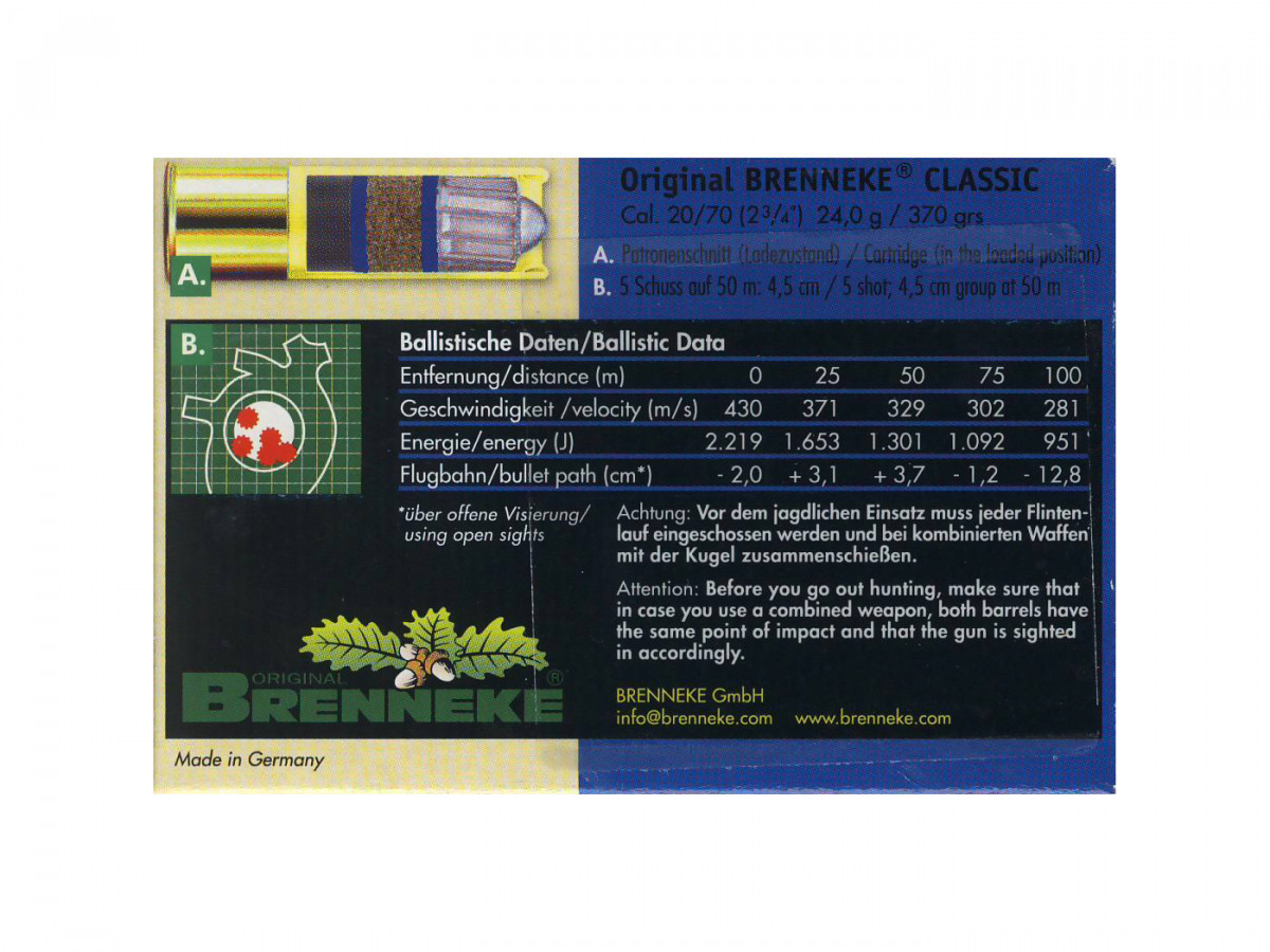 Fotografia: Brenneke Classic 20/70 24,0g, 5ks