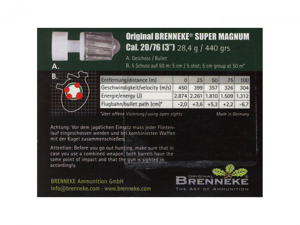 Fotografia: Brenneke Super Magnum 20/76 28,4g, 5ks