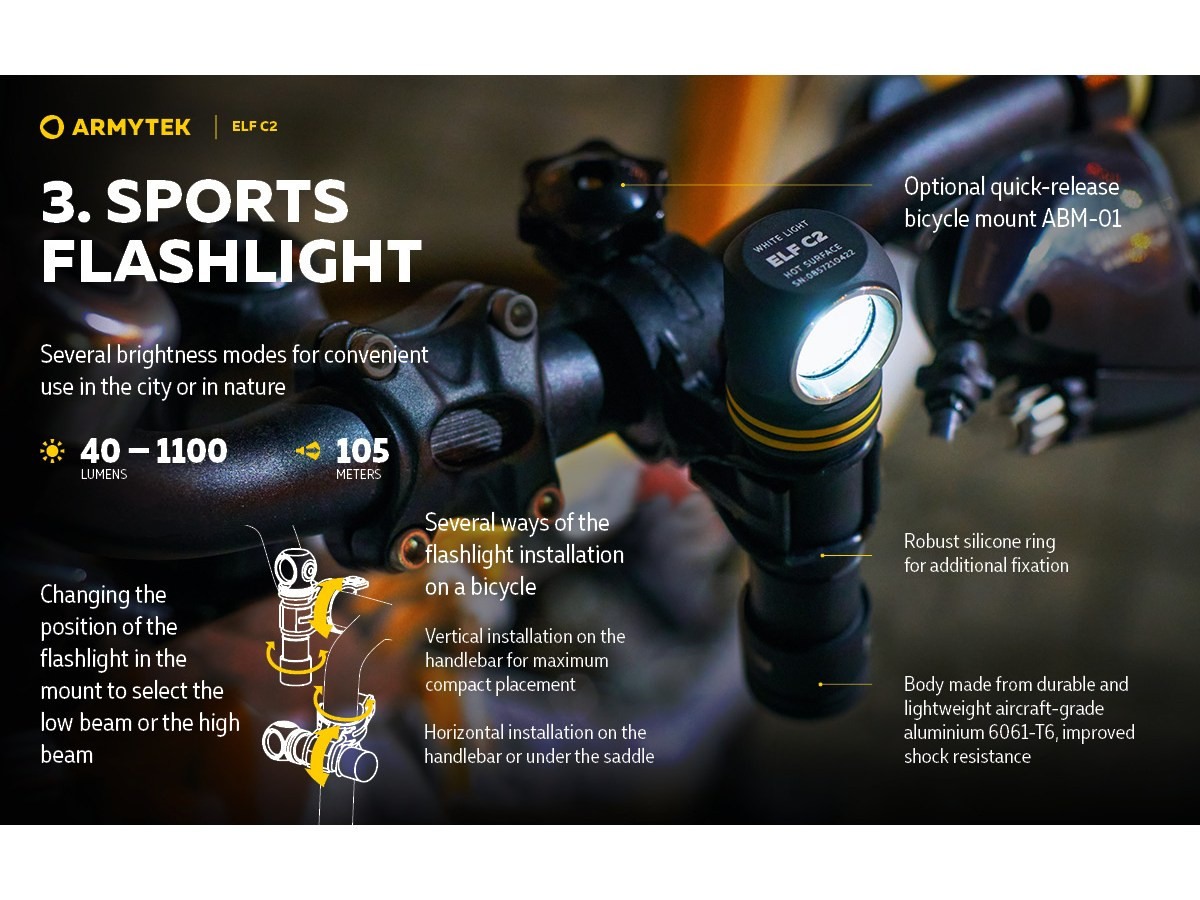 Fotografia: Armytek Elf C2 Micro-USB 1100lm (White)