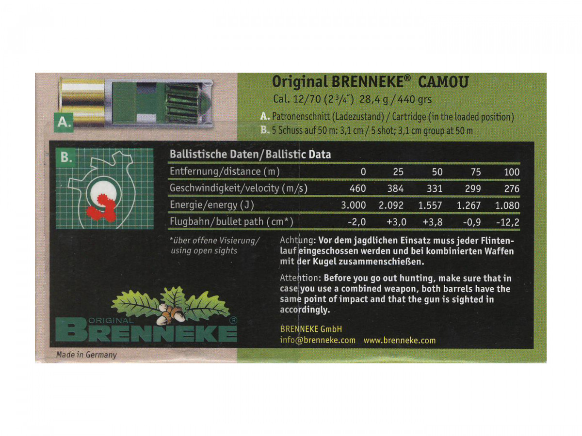Fotografia: Brenneke Camou 12/70 28,4g, 5ks
