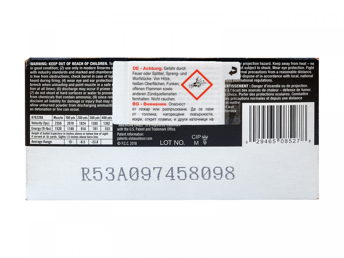 Fotografia: 7,62x39 American Eagle 124gr/8,04g FMJ (A76239A)