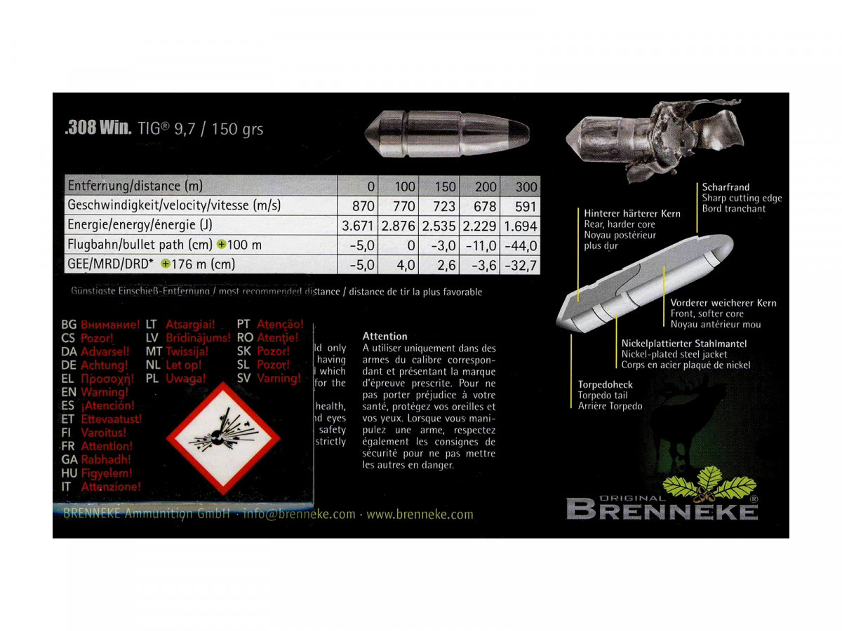 Fotografia: Brenneke .308Win. TIG 9,7g