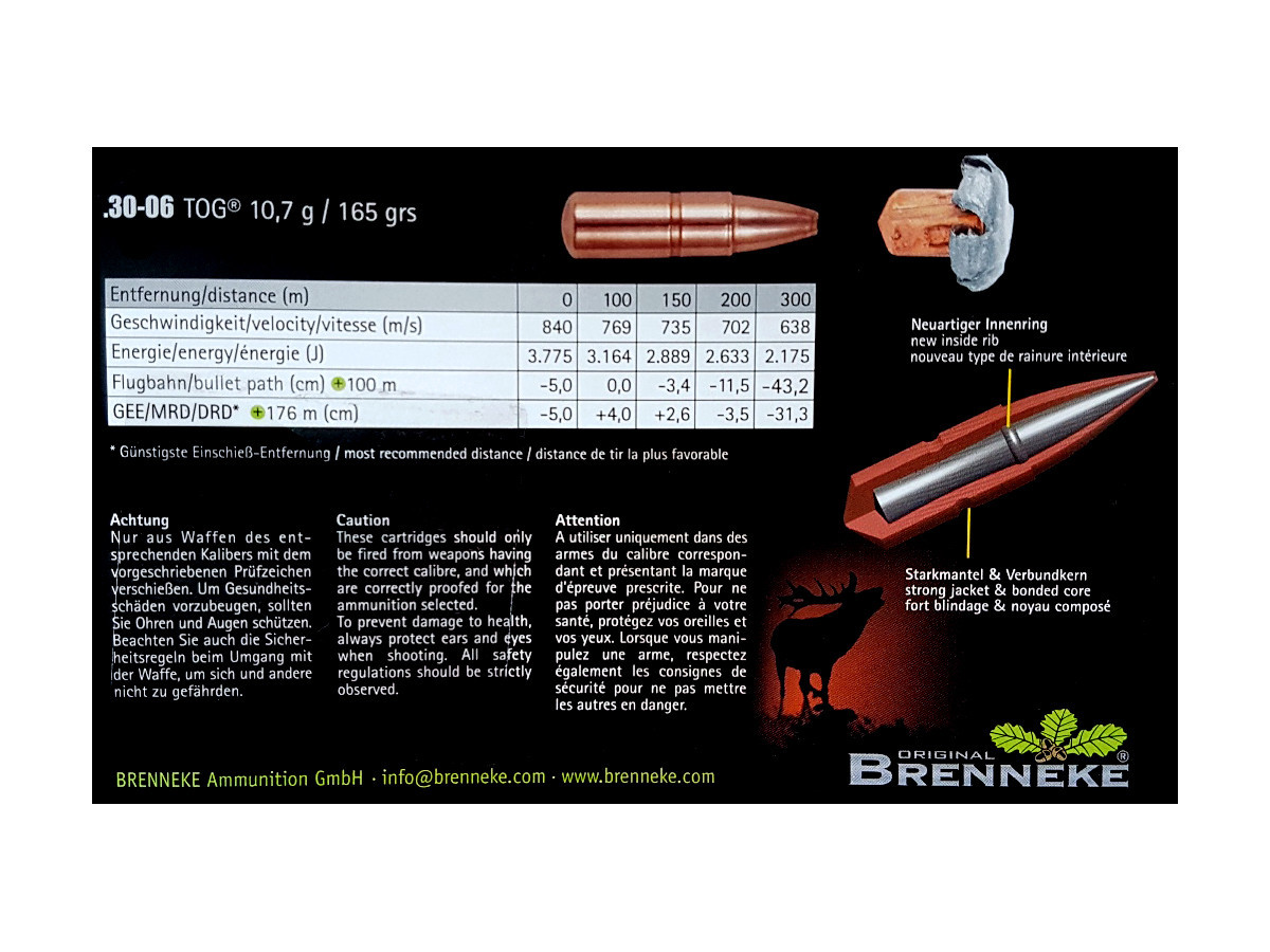 Fotografia: Brenneke .30-06Spr. TOG 10,7g
