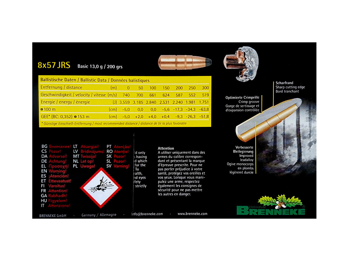 Fotografia: Brenneke 8x57JRS Basic 13,0g