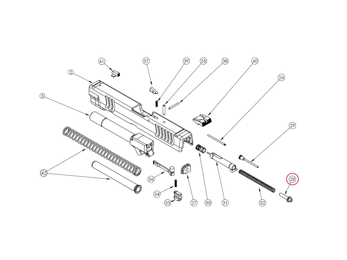 Fotografia: Vedenie pružiny úderníka pre XD/XD-M/SF19/G2 line
