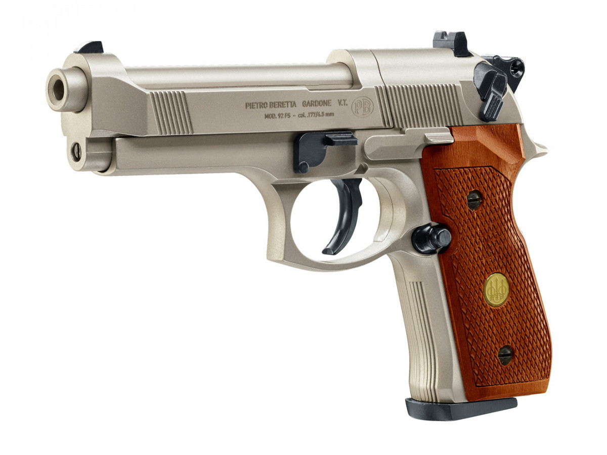 Fotografia: Pištoľ CO2 Beretta M92 FS nickel/wood, kal. 4,5mm diabolo