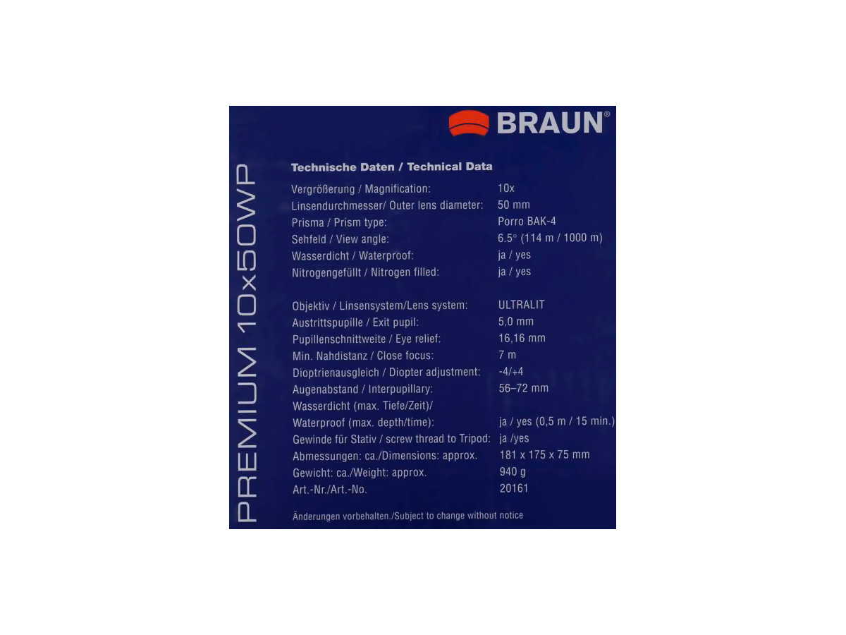 Fotografia: Ďalekohľad BRAUN Premium 10x50 WP
