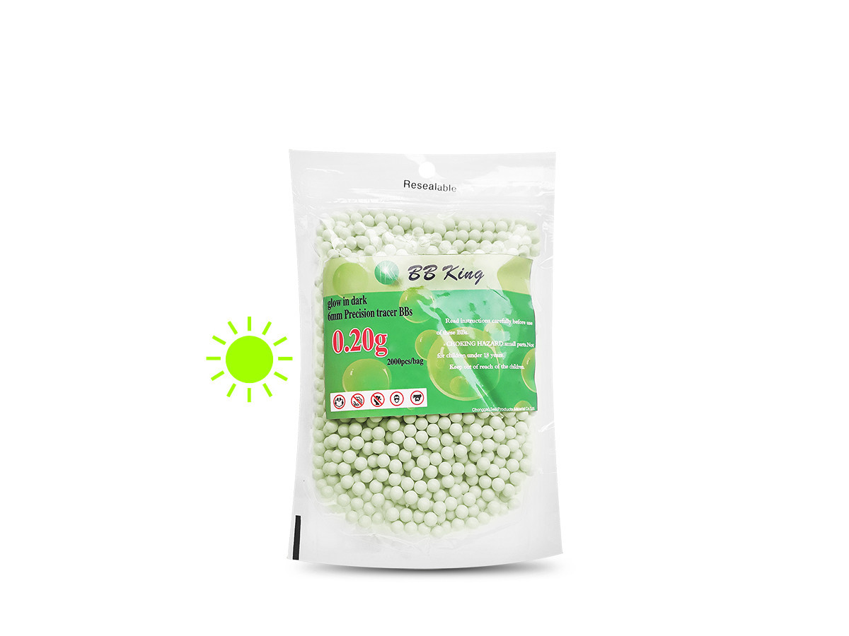 Svietiace airsoft. guličky BB King Tracer BBs 0,20g, 2000ks, kal. 6mm